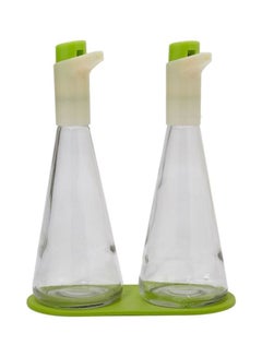 Buy Oil And Vinegar Dispenser Table Set Green/Clear in UAE