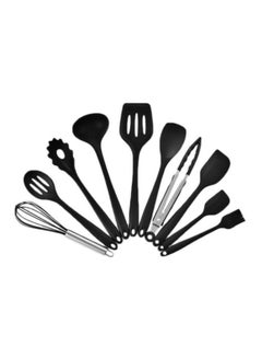 Buy 10-Piece Non-Stick Kitchen Utensil Set Black/Silver in Saudi Arabia