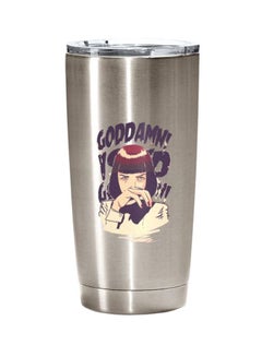 Buy Pulp Fiction Quote Printed Stainless Steel Tumbler With Lid Silver/Purple/Beige 20ounce in UAE