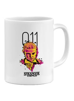 Buy Be Eleven Stranger Things Printed Ceramic Coffee Mug White/Brown/Red in UAE