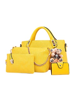 Buy 4-Piece Fashion Bags Set Yellow in Saudi Arabia