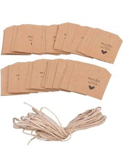 Buy 100-Piece Craft Paper Gift Tags With Natural Jute Twine Brown in UAE