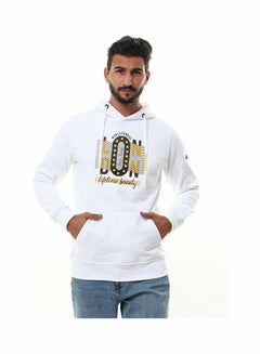 Buy Printed Hooded Neck Long Sleeve Sweatshirt White in Egypt
