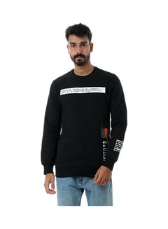 Buy Printed Crew Neck Long Sleeve Sweatshirt Black in Egypt