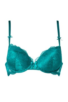 Buy Embroidered Gel Plunge Bra Green in Saudi Arabia