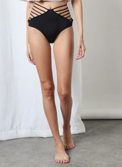 Buy Cut Out Side Bikini Bottom Black in Saudi Arabia