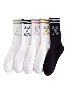 Buy Pair Of 5 Printed Socks Black/White in UAE