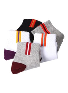 Buy 5 Pairs Of Breathable Sports Socks Black/Grey/White in UAE