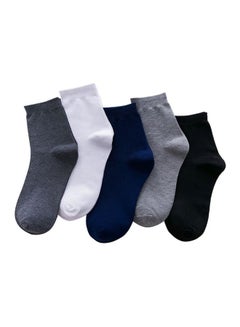 Buy 5 Pairs Of Solid Cotton Socks Multicolour in Saudi Arabia
