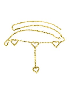 Buy Rhinestone Heart Pendant Belly Chain Gold in UAE