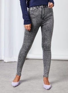 Buy High Waist Skinny Jeans Anthracite in UAE