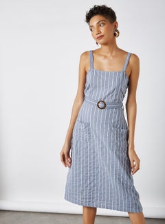 Buy Striped Midi Dress Blue / White in Egypt