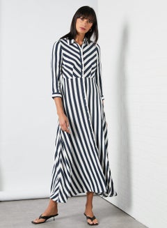 Buy Striped Dress Navy/White in Saudi Arabia
