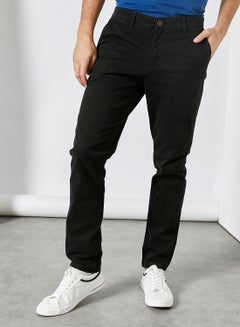 Buy Slim Fit Casual Pants Black in UAE