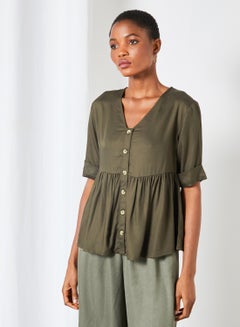 Buy Solid Design Casual Wear Blouse Olive in Egypt