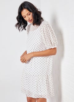 Buy June Polka Dot Frill Dress Bright White in Saudi Arabia