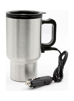 Buy 12V 450ml Stainless Steel Car Heated Cup Electronic Thermal Travel Mug Insulation Silver in Saudi Arabia