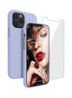 Buy Silicone Shockproof Phone Case With Tempered Screen Protector For iPhone 12/12 Pro Sky Blue in UAE