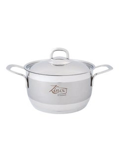Buy Elegant Stainless Steel Cooking Pot With Lid Silver 28cm in Egypt