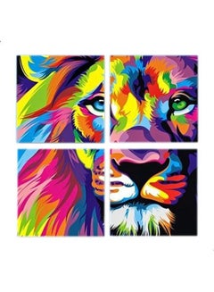 Buy 4-Piece Animals Design Framed Vinyl Tableau Multicolor 80x80cm in Egypt