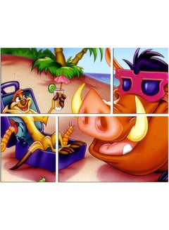 Buy 4-Piece Cartoon Design Framed Vinyl Tableau Multicolor 65x55cm in Egypt