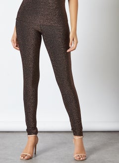 Buy Mid Waist Lurex Leggings Root Beer in UAE