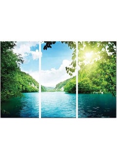 Buy 3-Piece Landscape & Nature Design Framed Vinyl Tableau Multicolor 100x60cm in Egypt