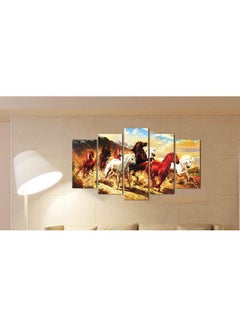 Buy 5-Piece Animal Design Framed Vinyl Tableau Multicolor 120x100cm in Egypt