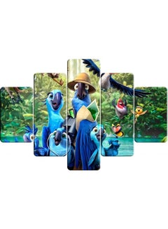 Buy 5-Piece Cartoon Design Framed Vinyl Tableau Multicolor 120x80cm in Egypt