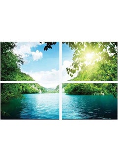 Buy 4-Piece Landscape & Nature Design Framed Vinyl Tableau Multicolor 60x80cm in Egypt