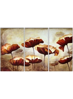 Buy 3-Piece Floral & Botanical Design Framed Vinyl Tableau Multicolor 100x150cm in Egypt