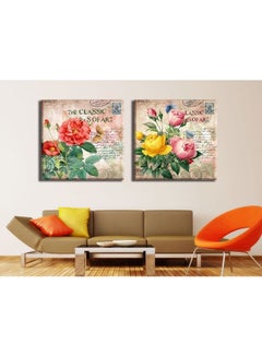 Buy Floral & Botanical Design Framed Vinyl Tableau Multicolor 50x50cm in Egypt