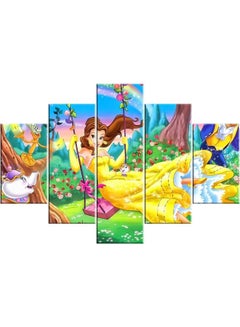 Buy 5-Piece Cartoon Design Framed Vinyl Tableau Multicolor 120x80cm in Egypt