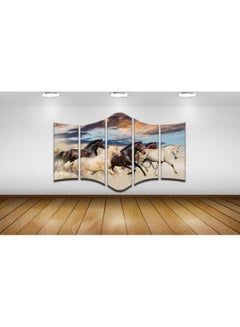 Buy 5-Piece Animals Design Framed Vinyl Tableau Multicolor 120x60cm in Egypt