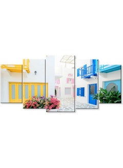 Buy 5-Piece Contemporary Design Framed Vinyl Tableau Multicolor 100x45cm in Egypt