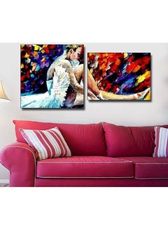 Buy 2-Piece Contemporary Design Framed Vinyl Tableau Multicolor 80x70cm in Egypt