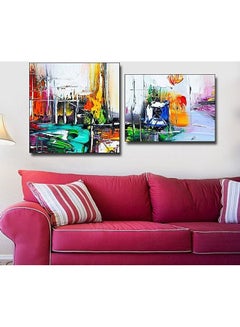 Buy 2-Piece Contemporary Design Framed Vinyl Tableau Multicolor in Egypt