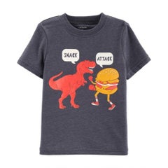 Buy Snack Attack Dinosaur Layered Look Printed T-Shirt Navy Blue in Saudi Arabia