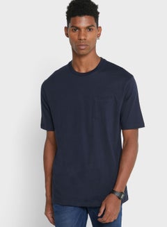 Buy Plain Crew Neck T-Shirt Navy Blue in Saudi Arabia