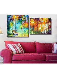 Buy 2-Piece Contemporary Design Framed Vinyl Tableau Multicolor 80x70cm in Egypt