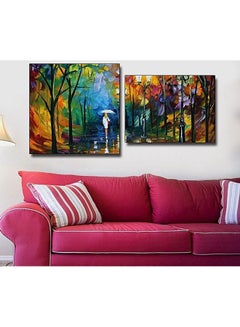 Buy 2-Piece Contemporary Design Framed Vinyl Tableau Multicolor 80x70cm in Egypt