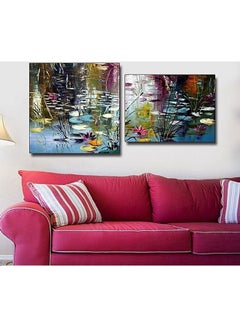 Buy 2-Piece Contemporary Design Framed Vinyl Tableau Multicolor 80x70cm in Egypt