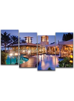 Buy 4-Piece Landscape & Nature Design Framed Vinyl Tableau Multicolor 120x120cm in Egypt