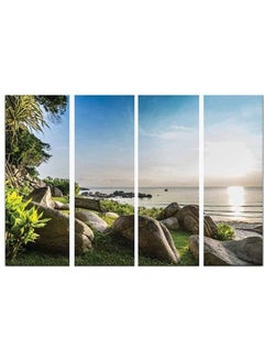 Buy 4-Piece Landscape & Nature Design Framed Vinyl Tableau Multicolor 150x80cm in Egypt