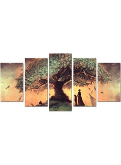 Buy 5-Piece Landscape & Nature Design Framed Vinyl Tableau Multicolor 150x80cm in Egypt