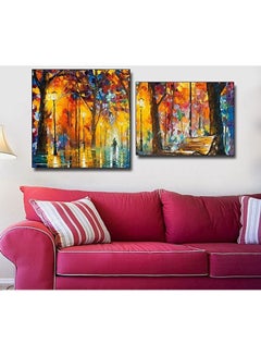 Buy 2-Piece Contemporary Design Framed Vinyl Tableau Multicolor 80x70cm in Egypt