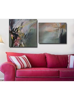 Buy 2-Piece Contemporary Design Framed Vinyl Tableau Multicolor 80x70cm in Egypt