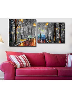 Buy 2-Piece Contemporary Design Framed Vinyl Tableau Multicolor 80x70cm in Egypt