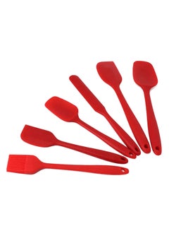 Buy 6-Pieces Flexible Non-Stick Heat Resistant Silicone Spatula For Cooking, Baking And Mixing Red in Saudi Arabia