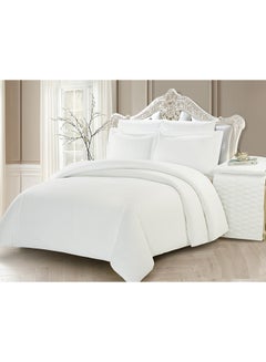 Buy 6-piece  Luxury  Stripe Comforter Set King Microfiber White in UAE